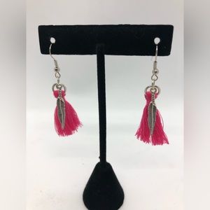 Feather/String Earrings